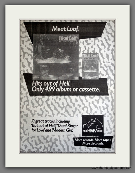 Meatloaf Hits Out Of Hell. 1985 Large Original Advert (ref AD15337)