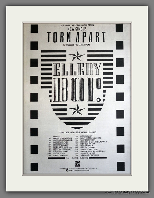 Ellery Bop On Tour Torn Apart. 1985 Large Original Advert (ref AD15338)