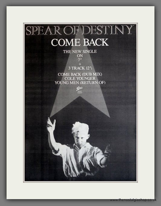 Spear Of Destiny Come Back. 1985 Large Original Advert (ref AD15340)