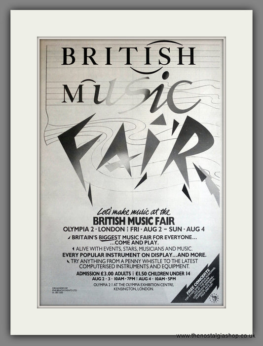 British Music Fair. 1985 Large Original Advert (ref AD15342)