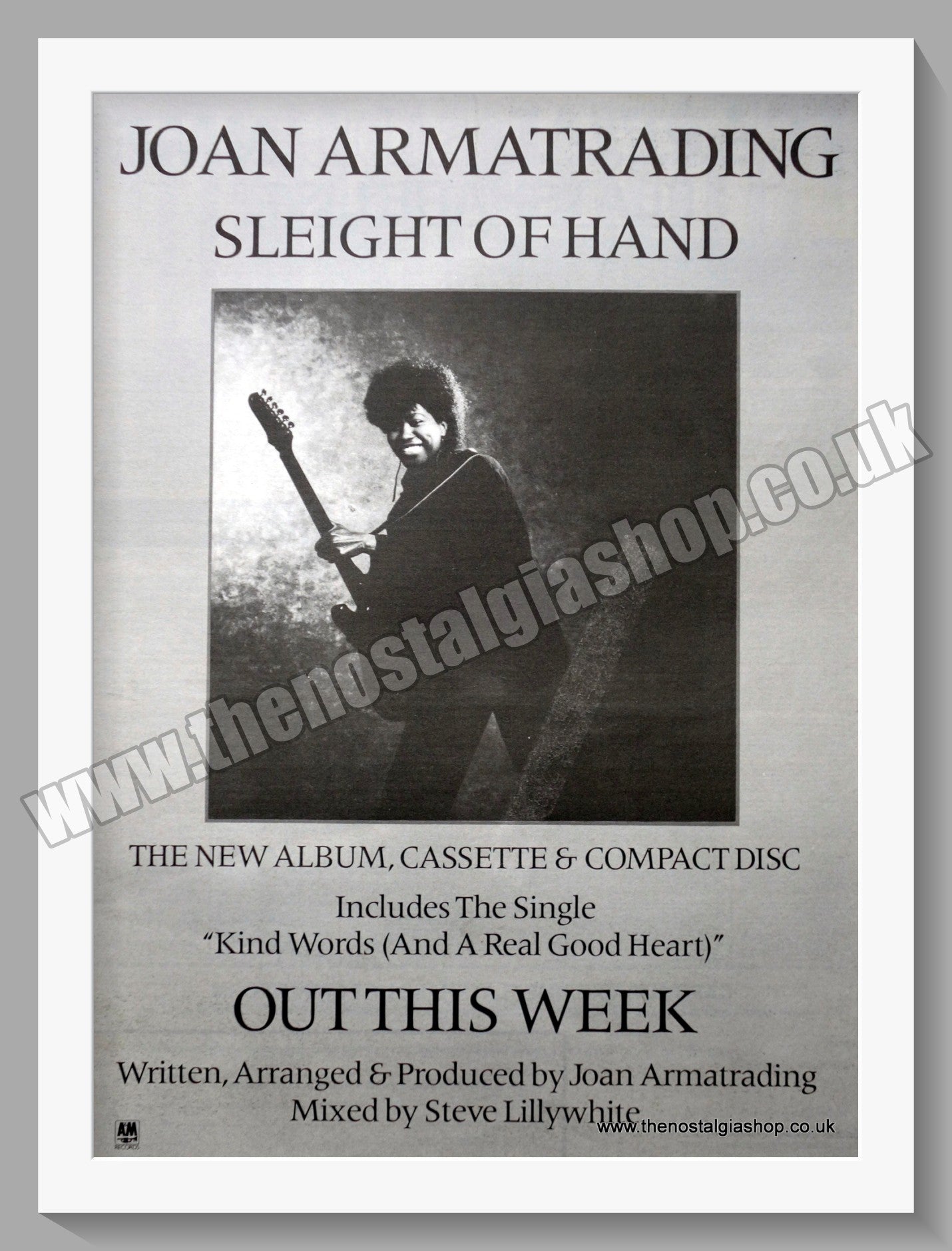 Joan Armatrading Sleight Of Hand. 1986 Large Original Advert (ref AD15364)