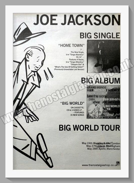 Joe Jackson World Tour Album And Single. 1986 Large Original Advert (ref AD15368)