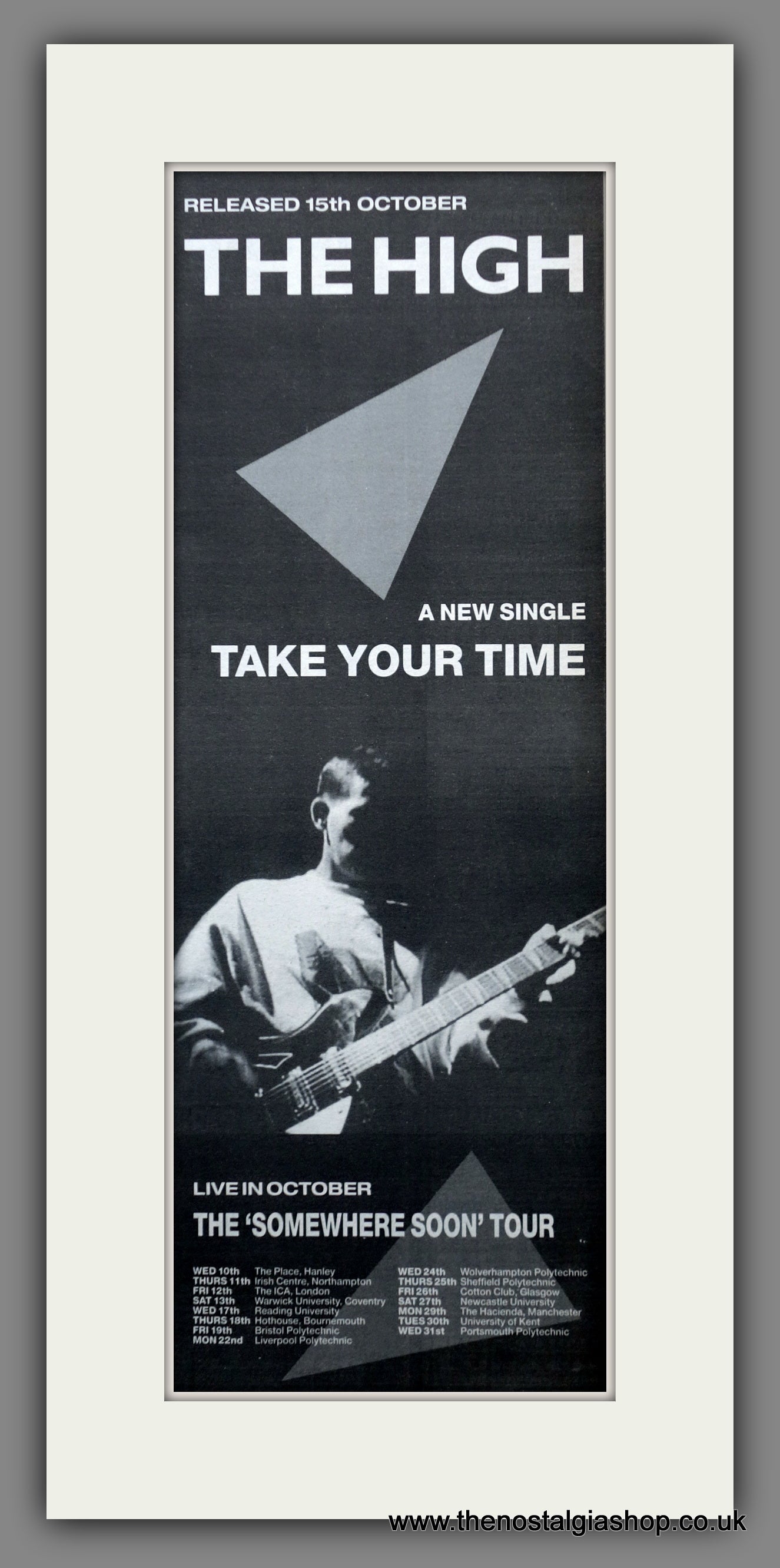 The High. Take Your Time. UK Tour. Vintage Advert 1990  (ref AD200333)