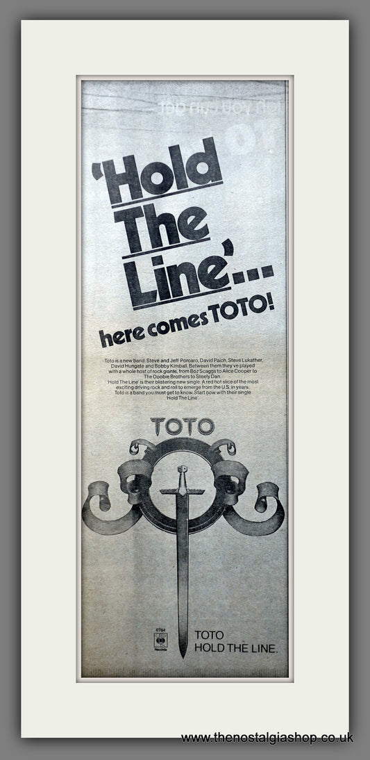 Toto. Hold The Line. Vintage Original Advert 1979  (ref AD200357)