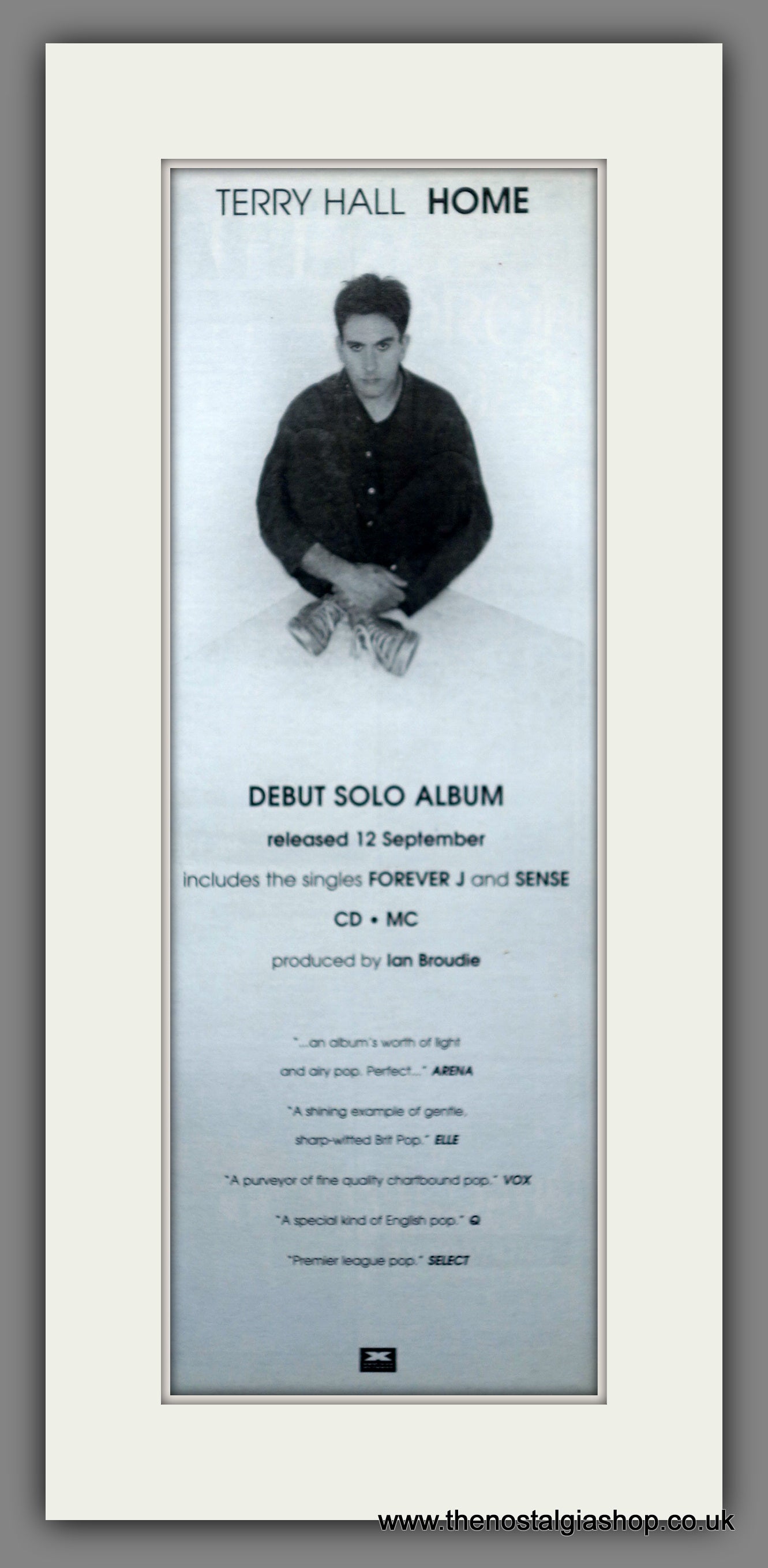 Terry Hall. Home. Debut Solo Album. Vintage Original Advert 1994  (ref AD200364)