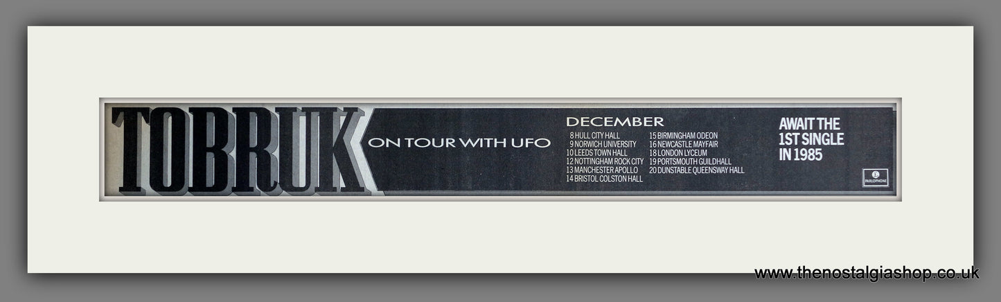 Tobruk and UFO. UK Tour. Vintage Original Advert 1984  (ref AD200369)