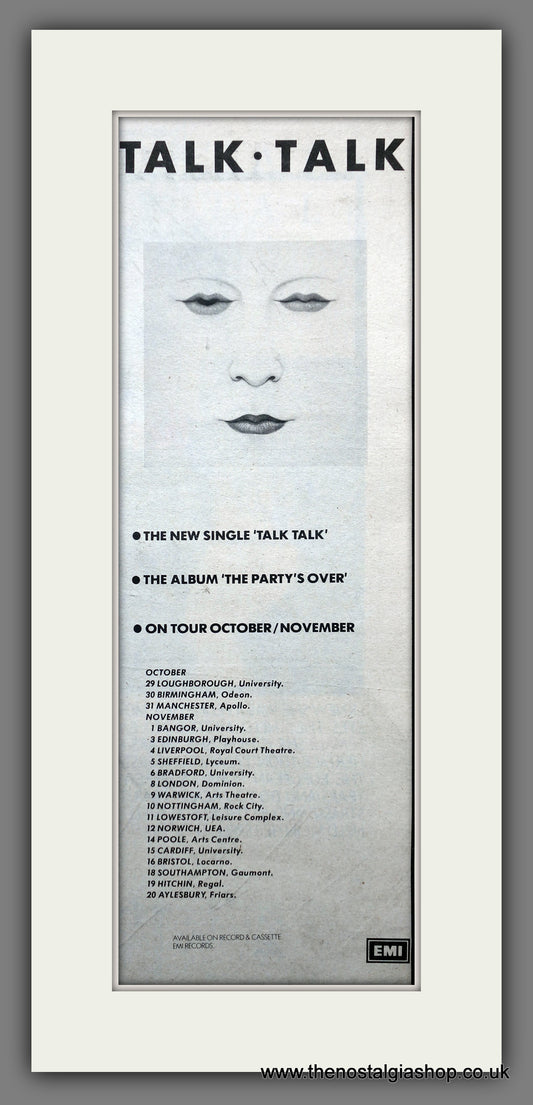 Talk Talk. The Party's Over. UK Tour. Vintage Original Advert 1982  (ref AD200375)