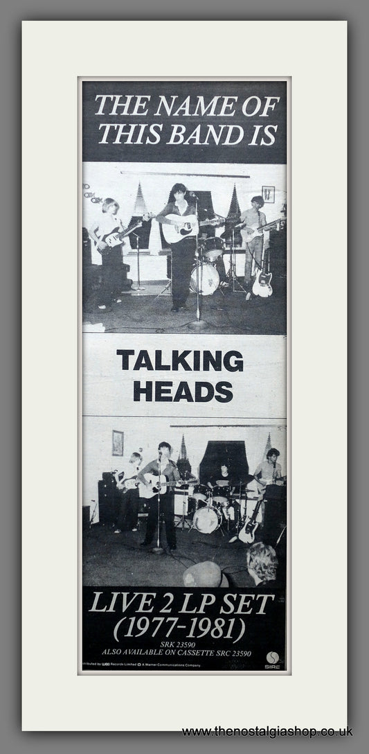 Talking Heads. Live 77-81. Vintage Original Advert 1982  (ref AD200379)