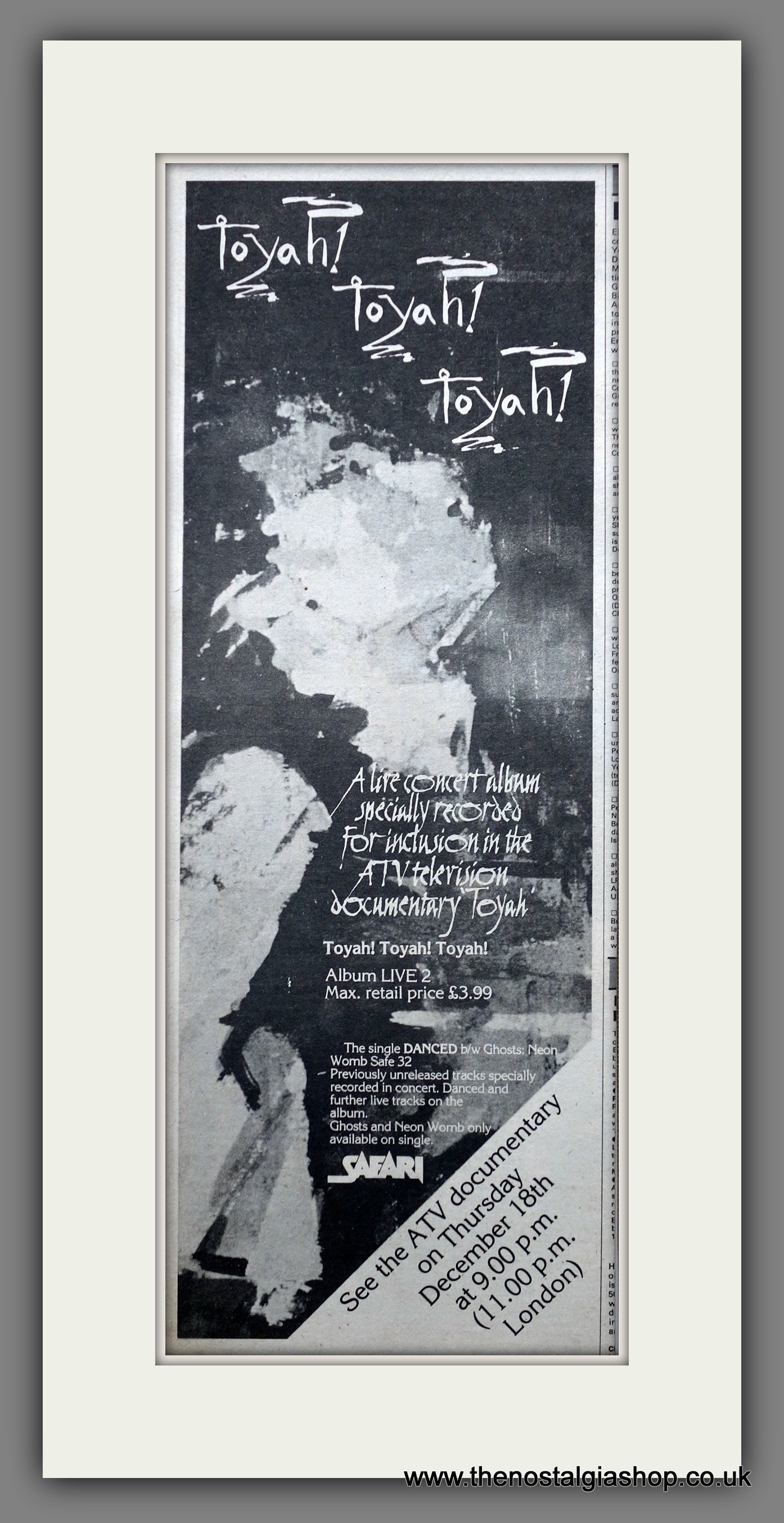 Toyah! Toyah! Toyah! Vintage Original Advert 1980  (ref AD200391)