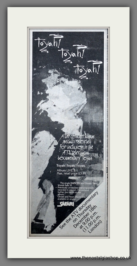 Toyah! Toyah! Toyah! Vintage Original Advert 1980  (ref AD200391)