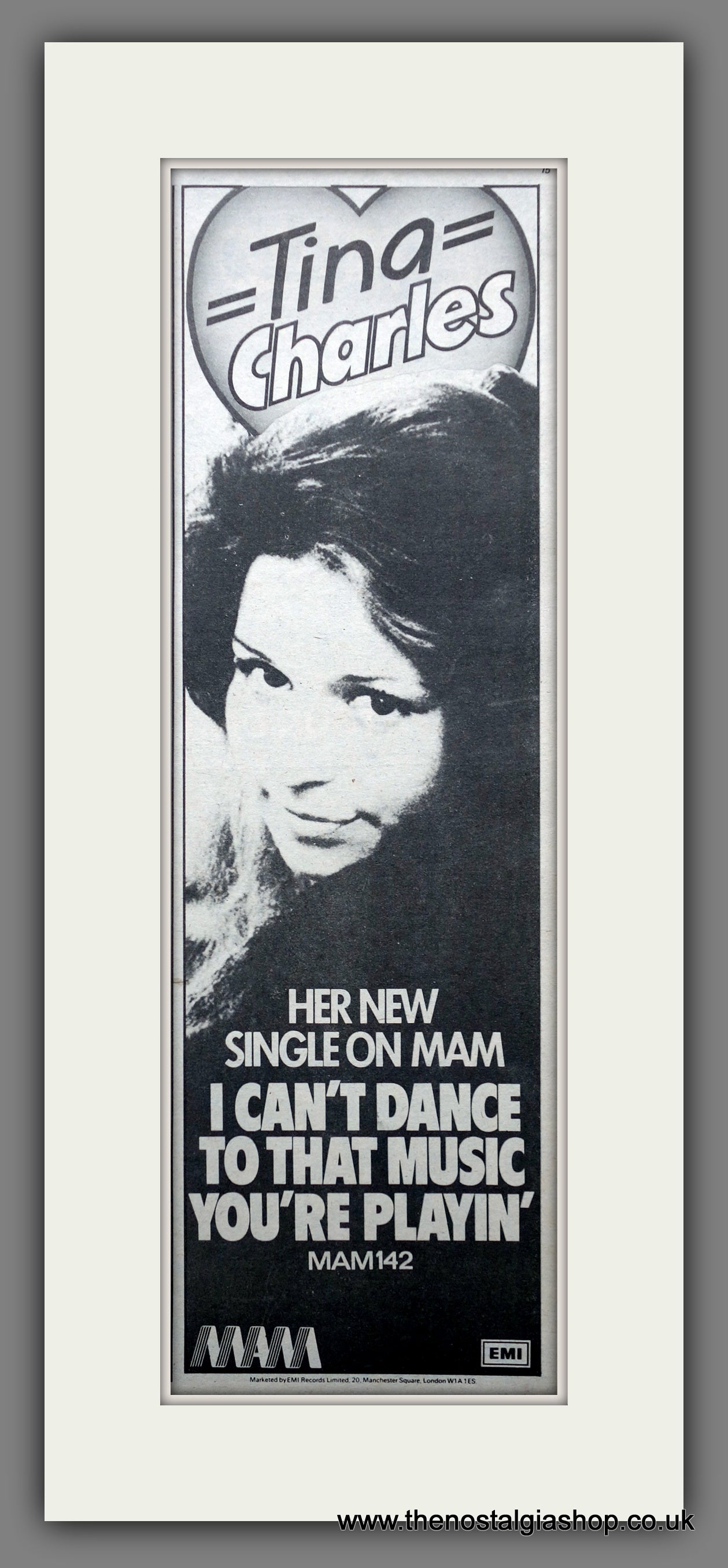 Tina Charles. I Can't Dance... Vintage Original Advert 1976  (ref AD200392)