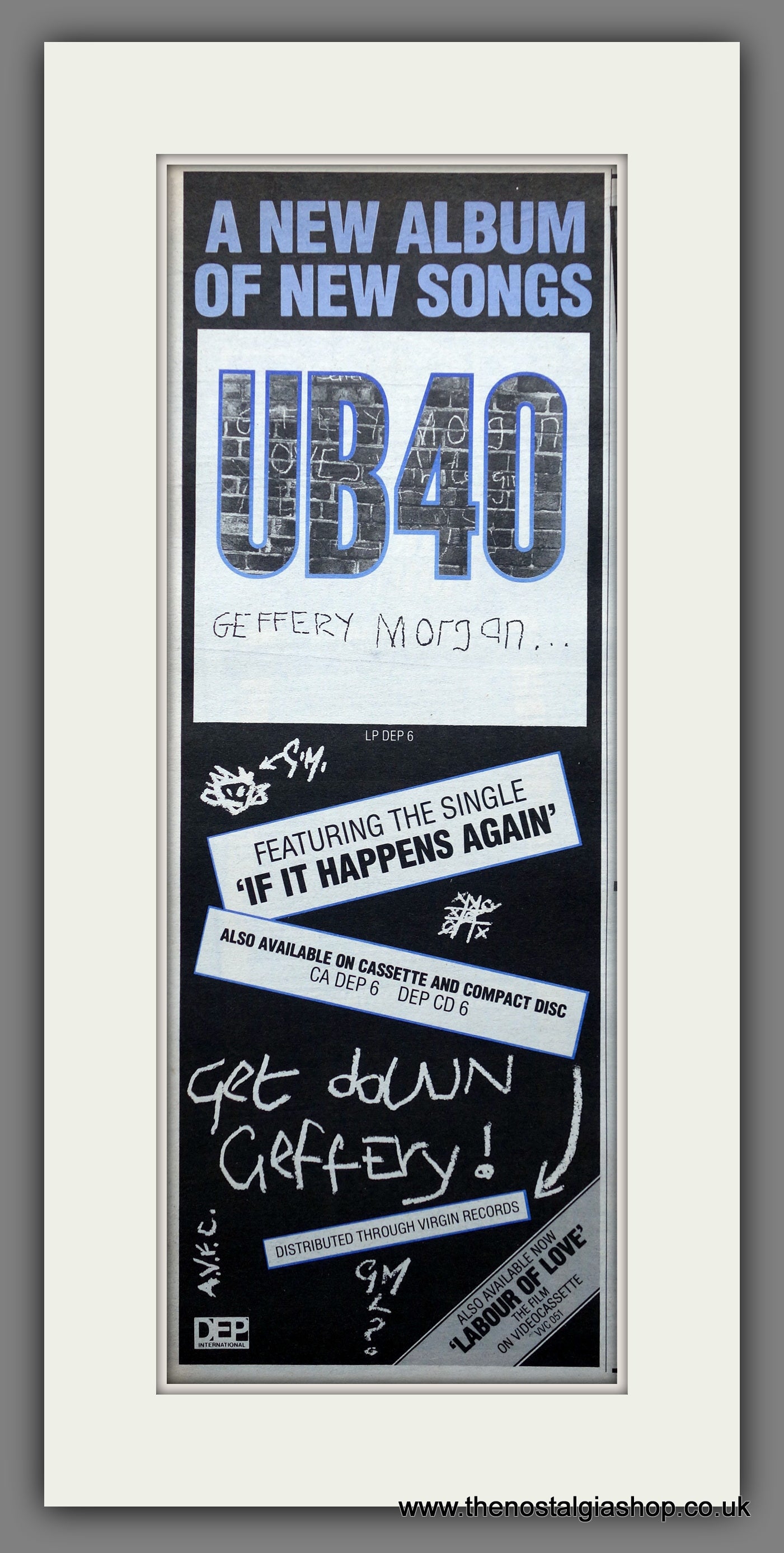 UB40 Geffery Morgan. Vintage Original Advert 1984  (ref AD200401)