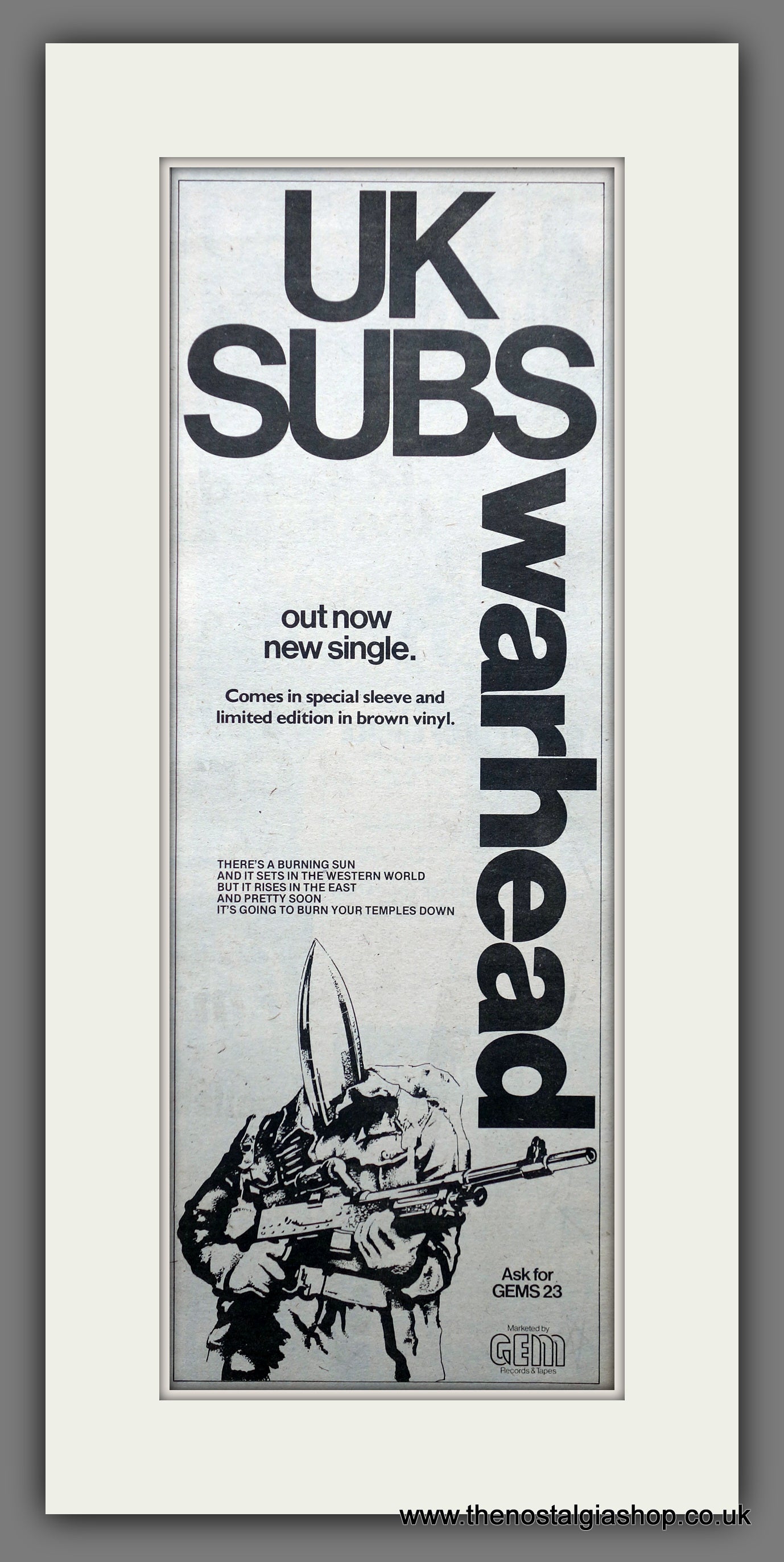 UK Subs. Warhead. Vintage Original Advert 1980  (ref AD200412)