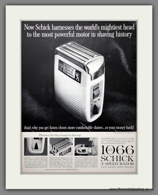 Schick 3 Speed Razor. Large Original Advert 1960 (ref AD300932)