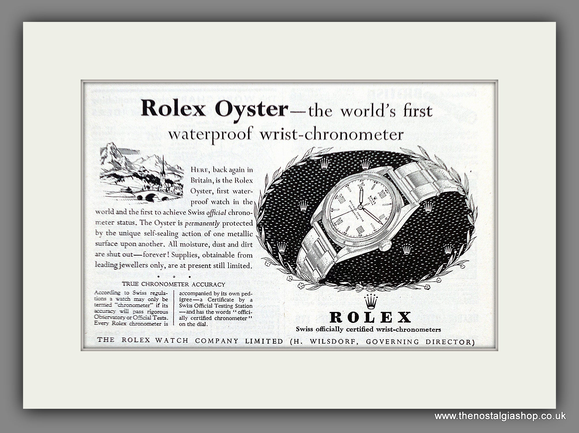 Rolex Oyster. Original Advert 1948 (ref AD60819) – The Nostalgia Shop