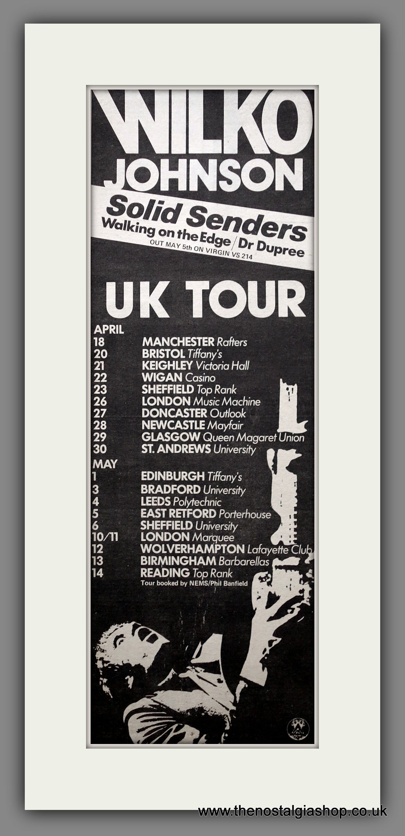 Wilko Johnson UK Tour. Vintage Original Advert 1978 (ref AD200431)