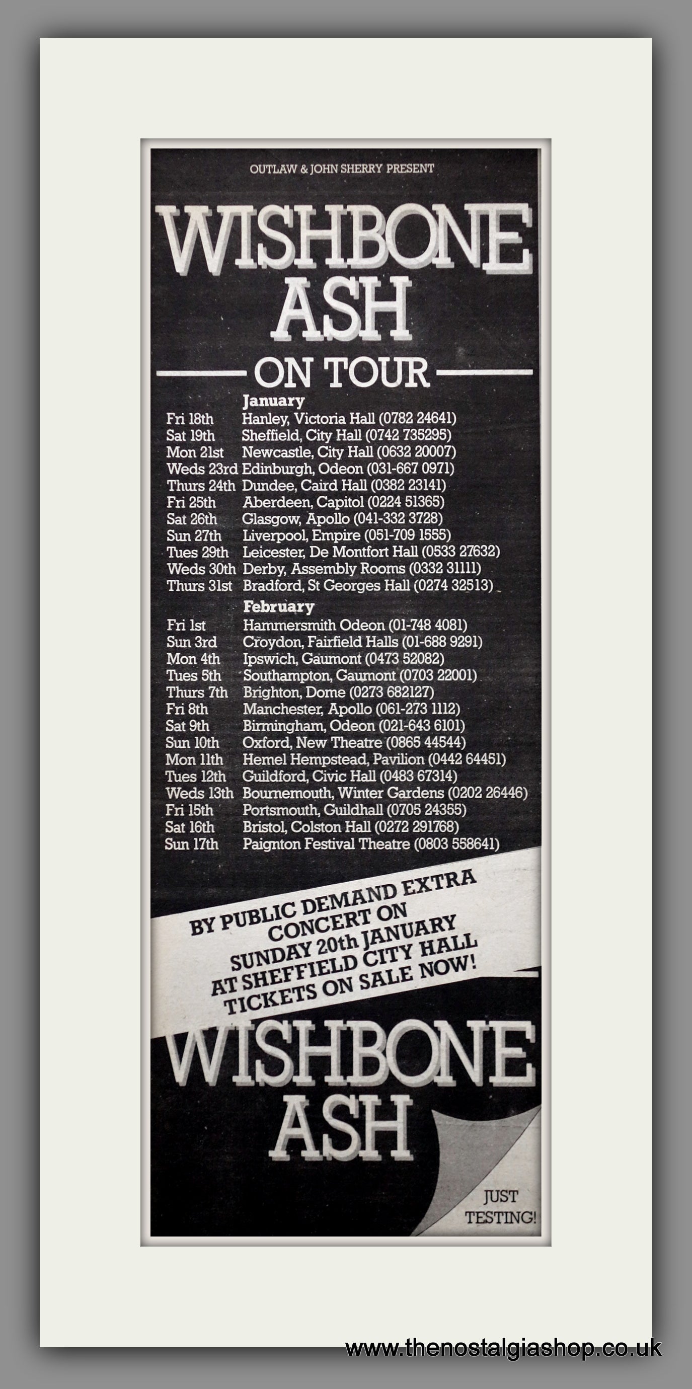 Wishbone Ash. UK Tour Dates. Vintage Original Advert 1979 (ref AD200440)