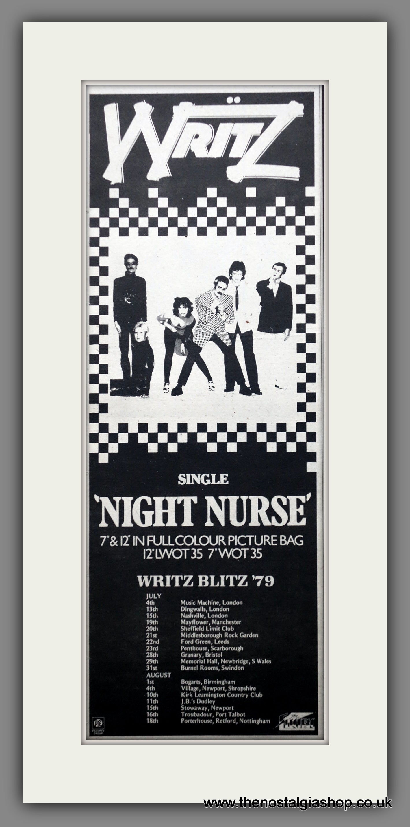 Writz. Night Nurse. UK Tour. Vintage Original Advert 1979 (ref AD200454)