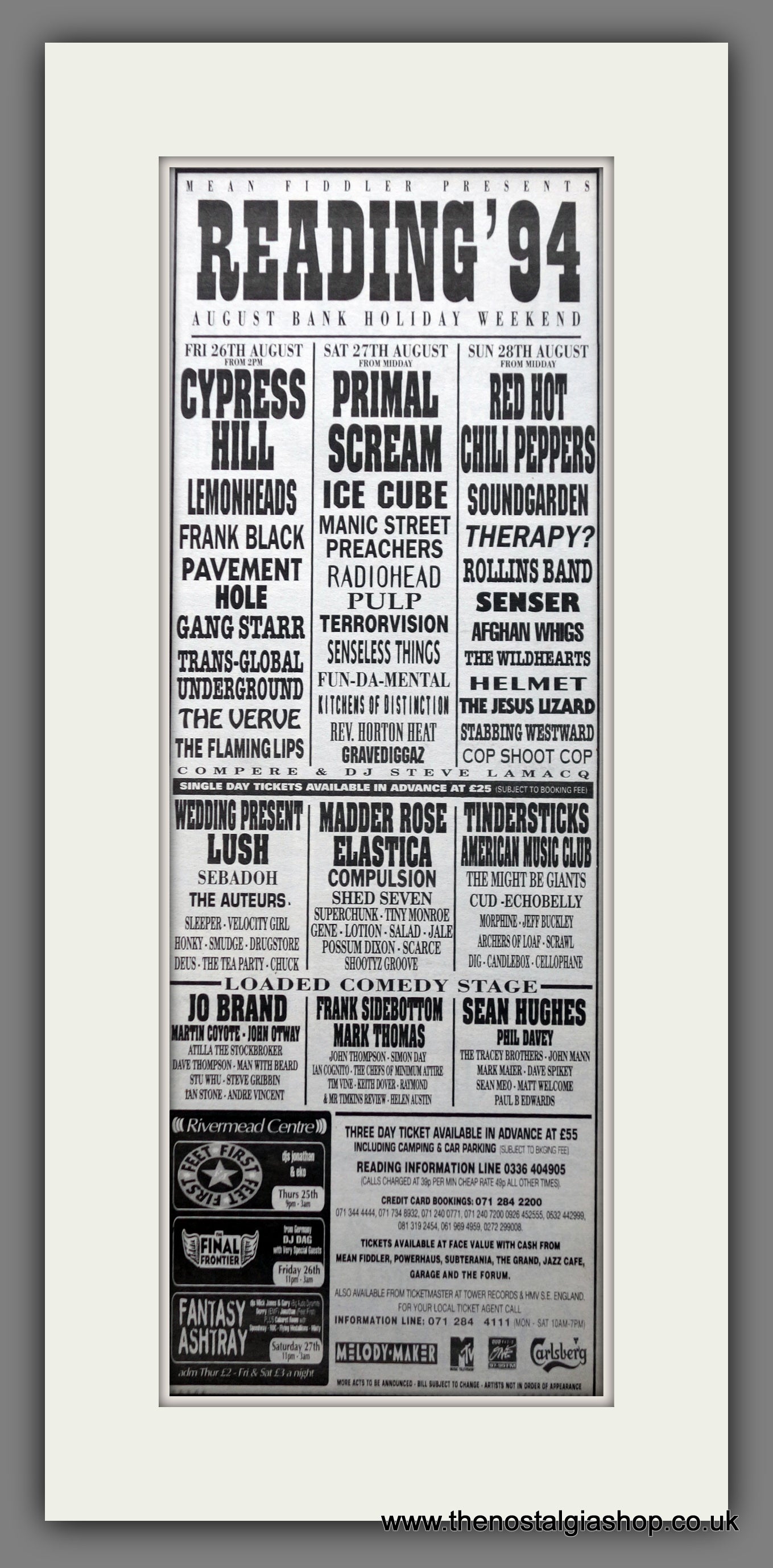 Reading Festival 1994. Original Advert 1994 (ref AD200464)