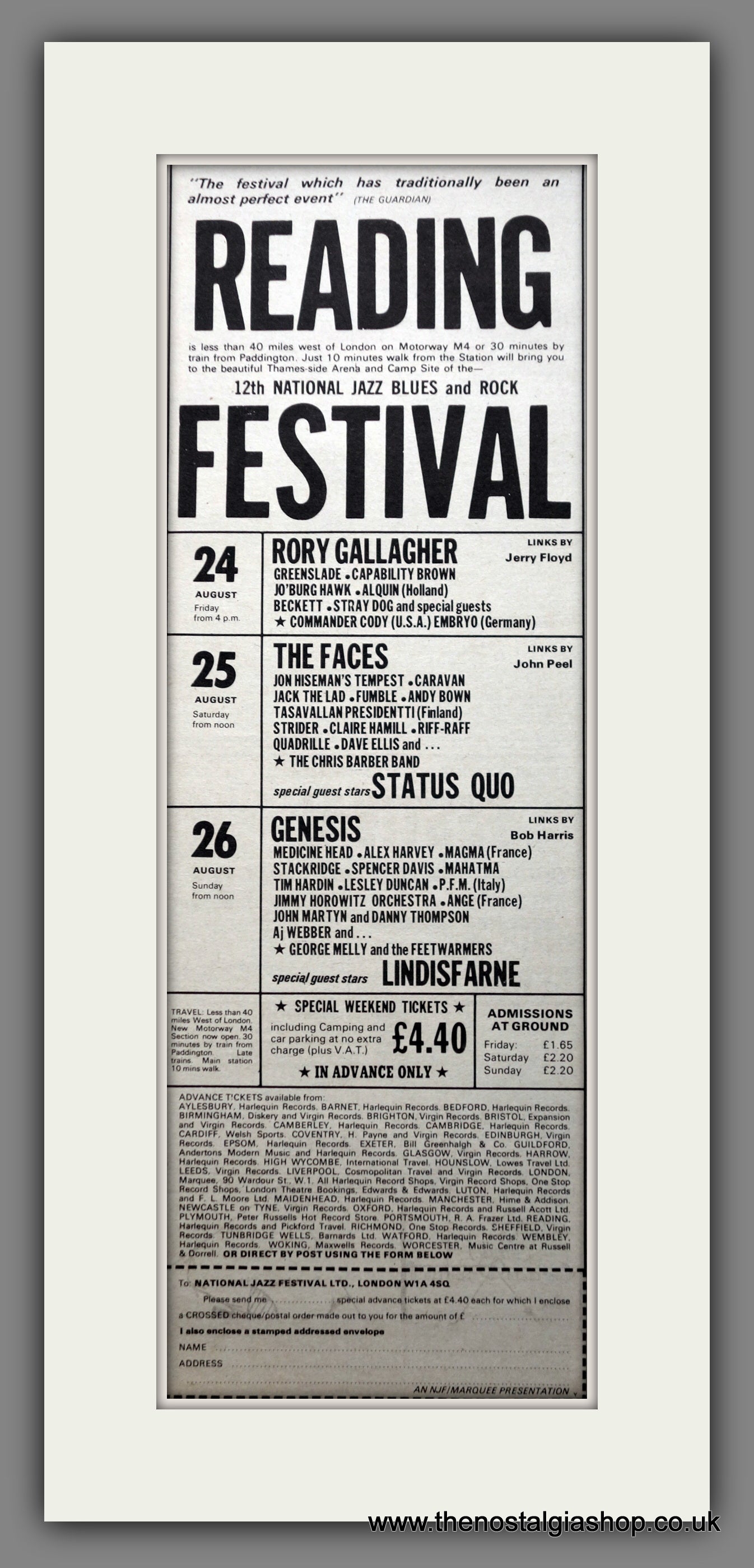 Reading Festival 1973. Original Advert 1973 (ref AD200465)