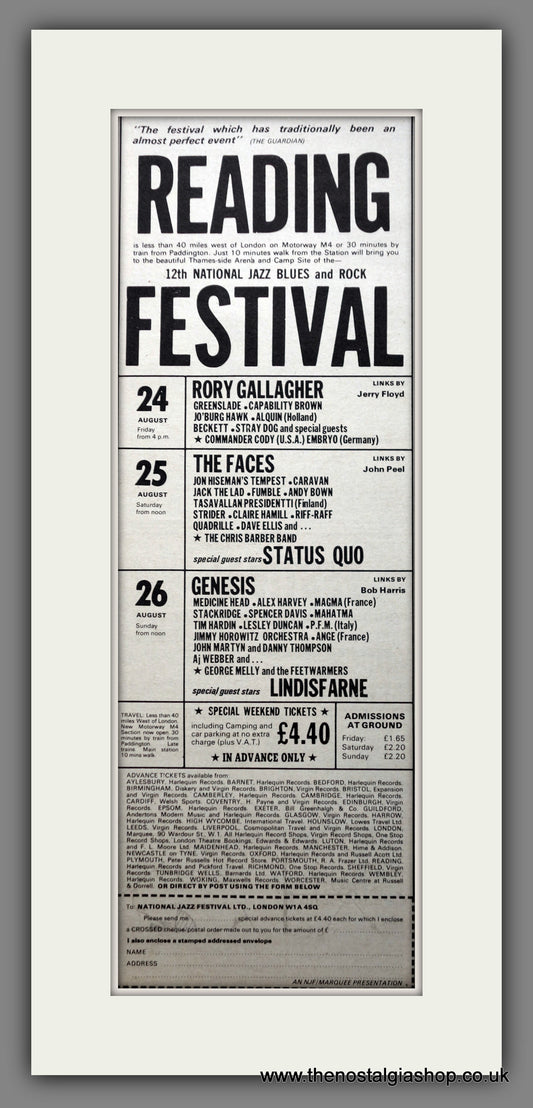 Reading Festival 1973. Original Advert 1973 (ref AD200465)