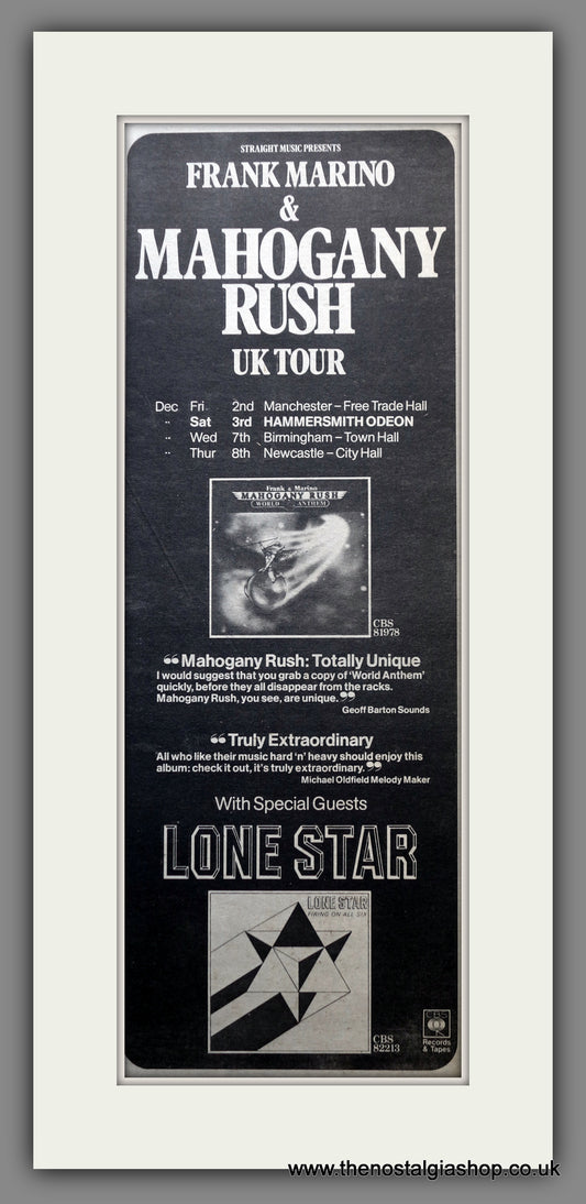 Mahogany Rush & Frank Marino UK Tour 1977. Original Advert (ref AD200471)