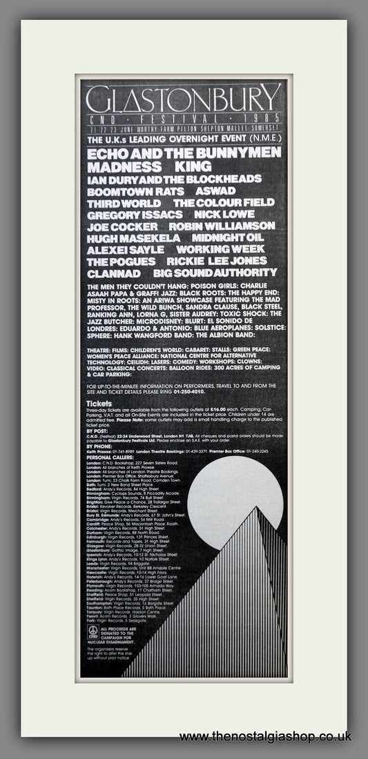 Glastonbury Festival 1985. Original Advert (ref AD200470)