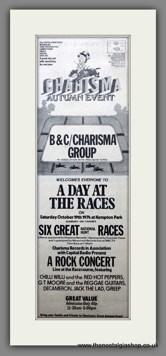 Charisma Autumn Event. Kempton Park 1974. Original Advert (ref AD200474)