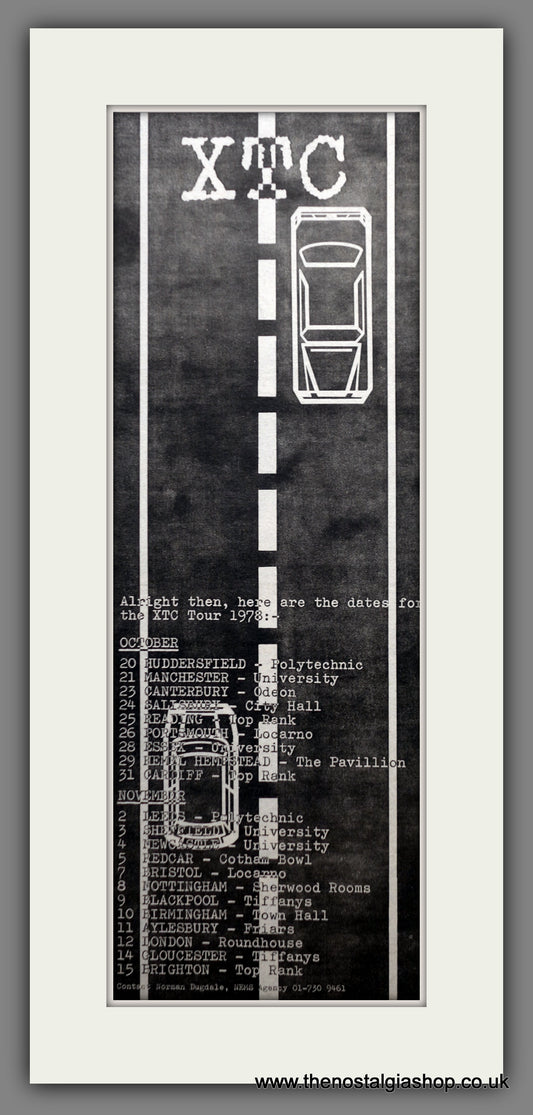 XTC. UK Tour Dates. Original Advert 1978 (ref AD200486)