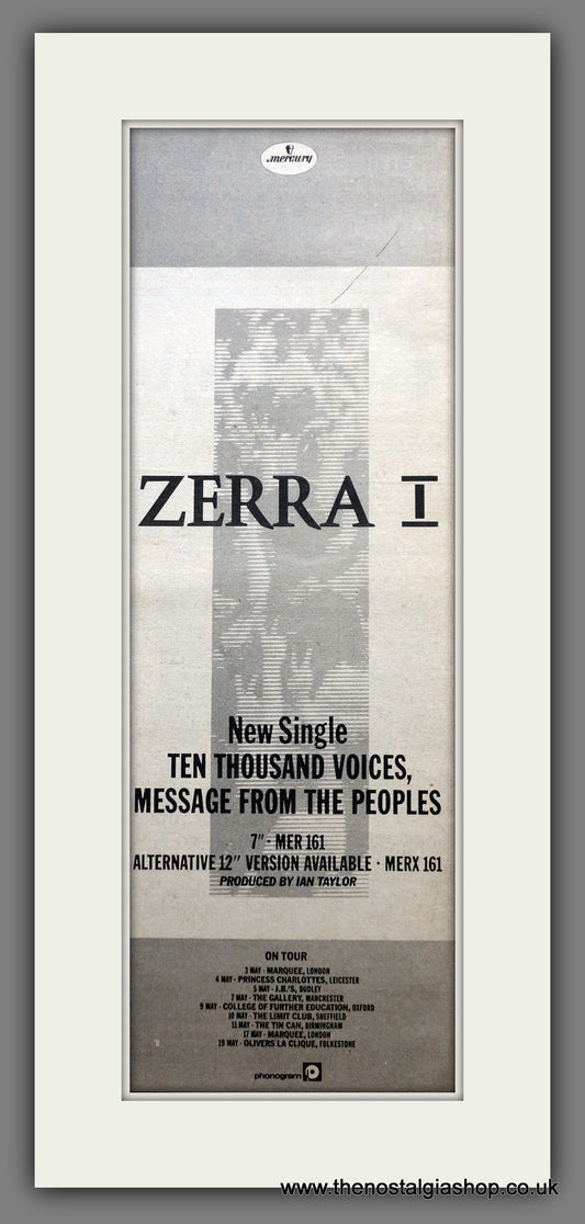 Zerra 1. Ten Thousand Voices. Original Advert 1984 (ref AD200497)