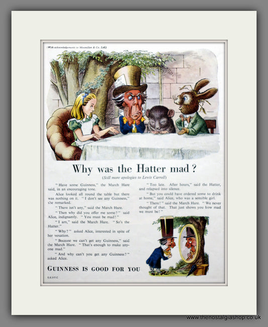 Guinness. Why Was The Hatter Mad. 1948 Original Advert  (ref AD60845)