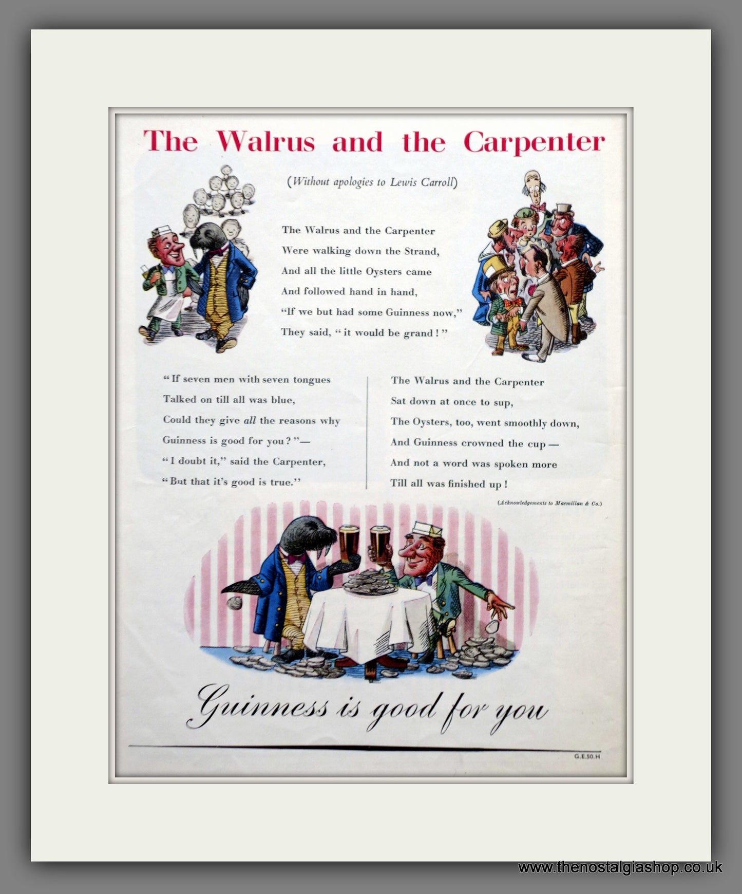 Guinness. The Walrus And The Carpenter. 1948 Original Advert  (ref AD60846)