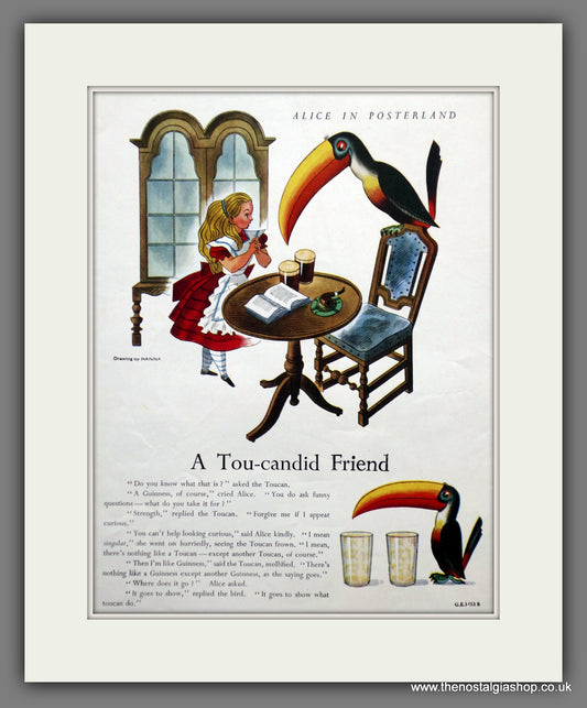 Guinness. Alice In Posterland. A Tou-Candid Friend. 1949 Original Advert  (ref AD60854)