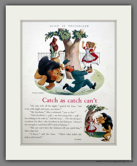 Guinness. Alice In Posterland. Catch As Catch Can't. 1949 Original Advert  (ref AD60855)