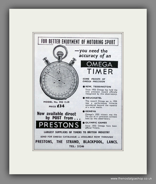 Omega Timers, Stop Watches. Original Advert 1961 (ref AD60862)