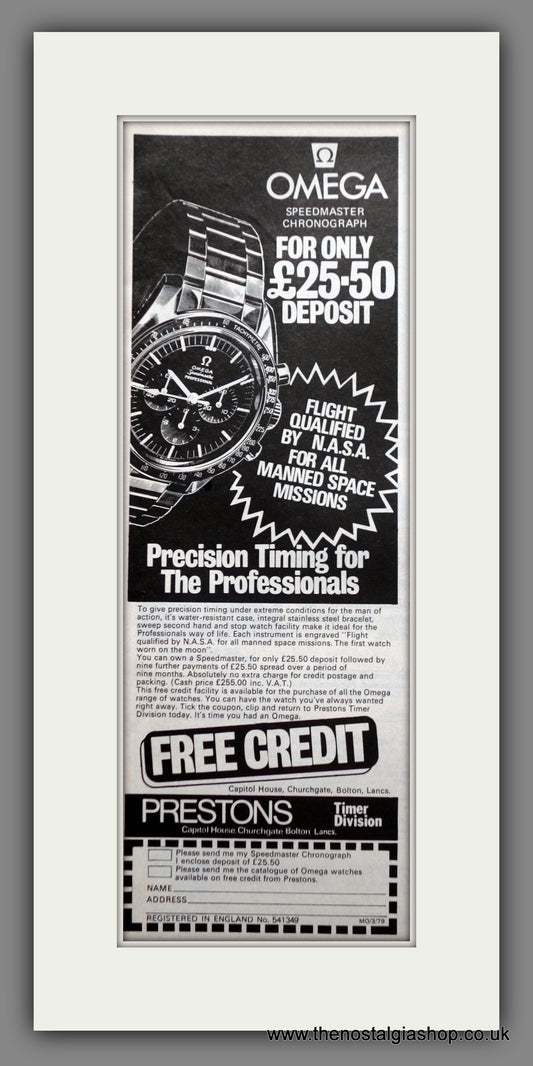 Omega Speedmaster Chronograph Watches. Original Advert 1979 (ref AD60878)