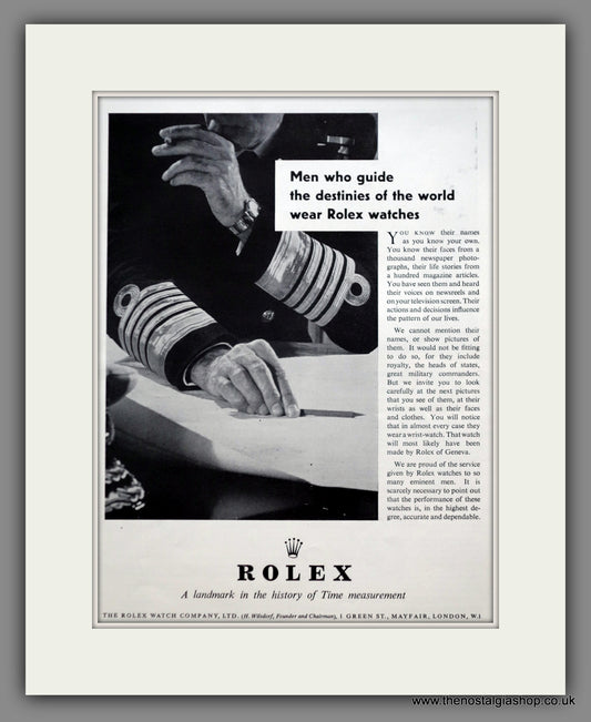 Rolex Watches. Original Advert 1956 (ref AD60886)