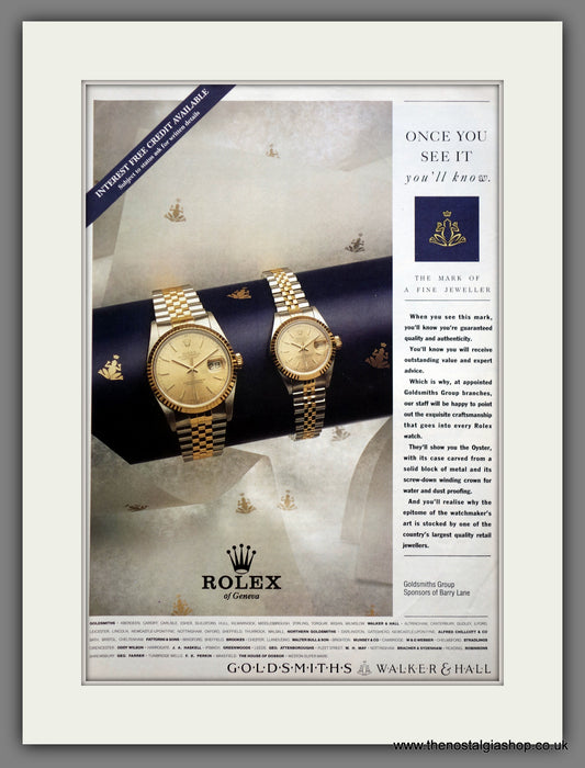 Rolex Watches. Original Advert 1992 (ref AD60887)