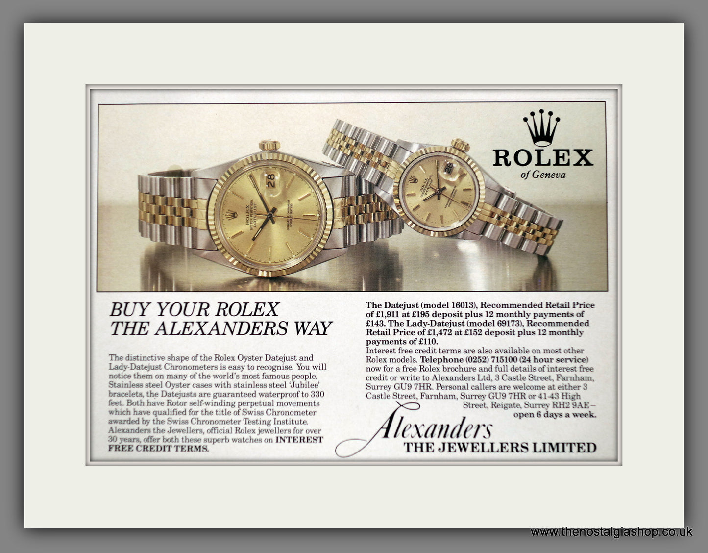 Rolex Watches. Original Advert 1988 (ref AD60888)