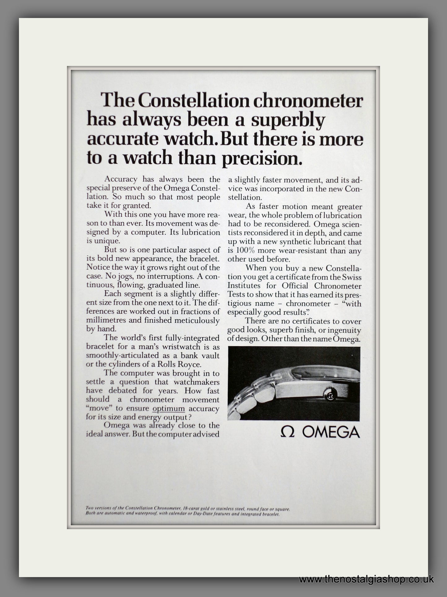 Omega Constellation Chronometer Watch. Original Double Advert 1971 (ref AD60910)