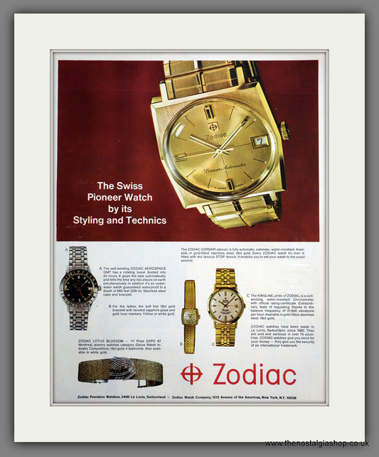 Zodiac Watches. Original Advert 1967 (ref AD301165)