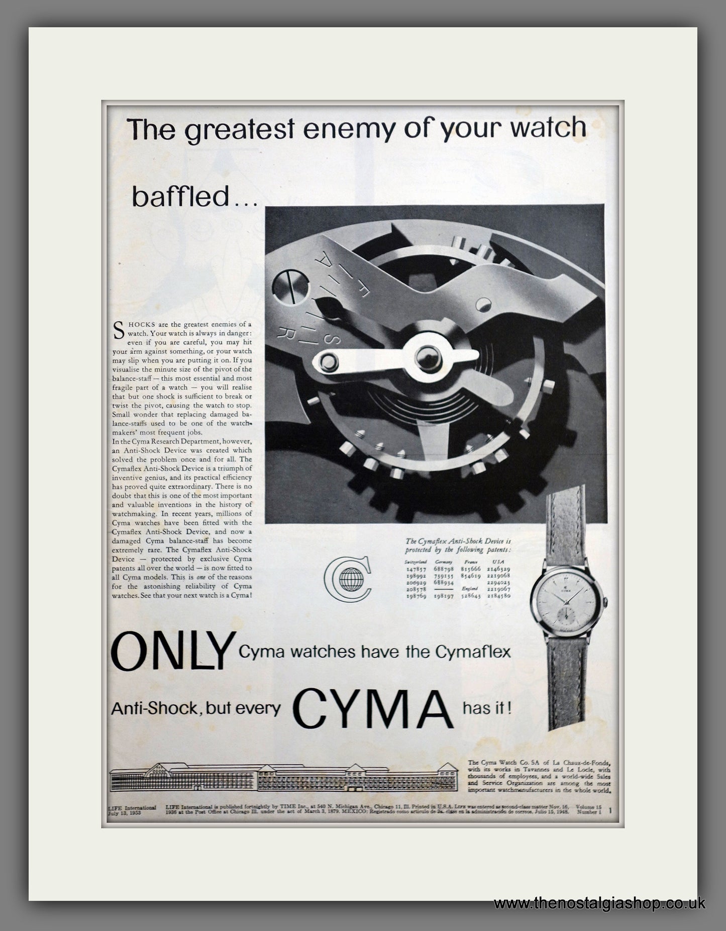 Cyma Watches. Original Advert 1953 (ref AD301171)