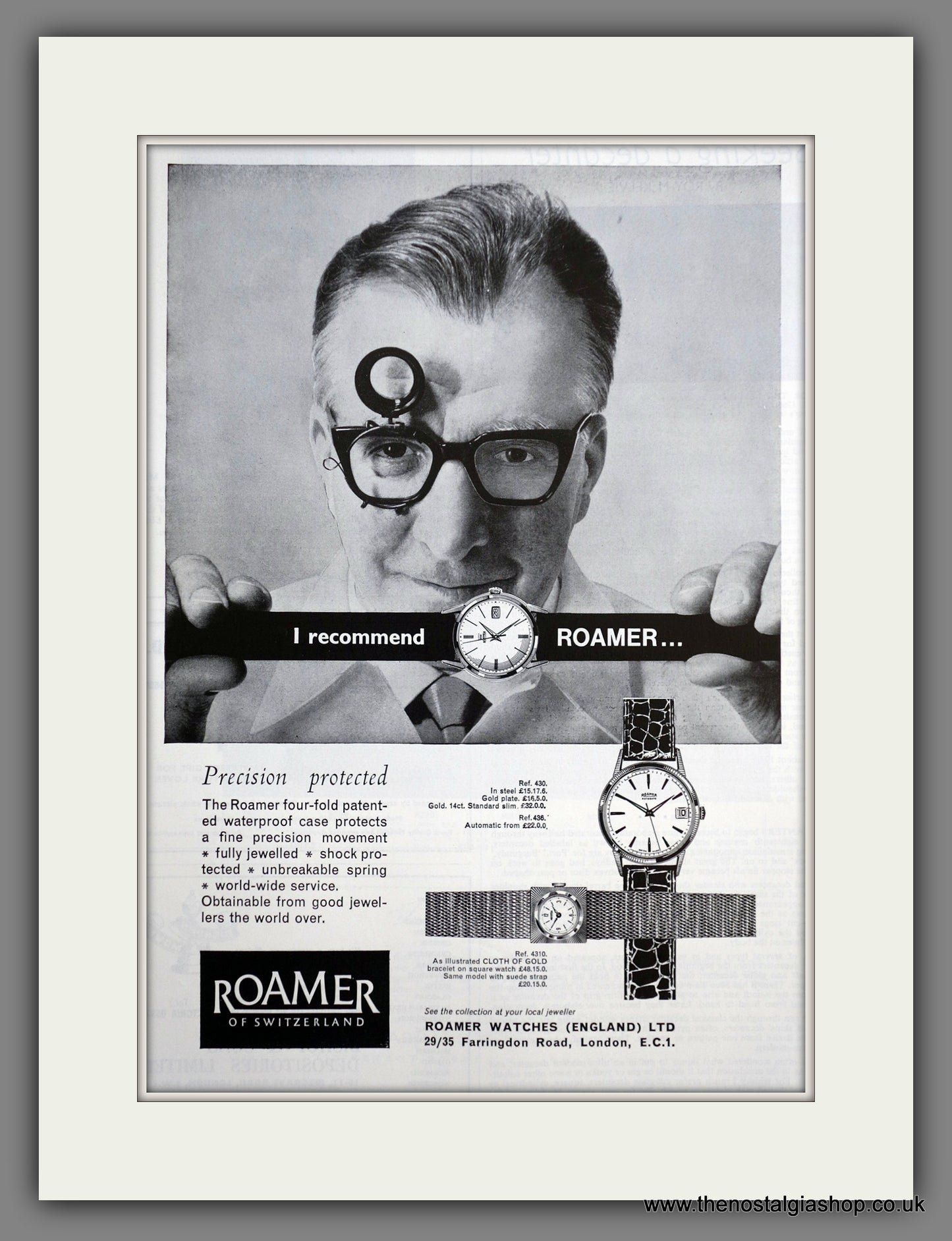 Roamer Watches. Original Advert 1964 (ref AD301241)