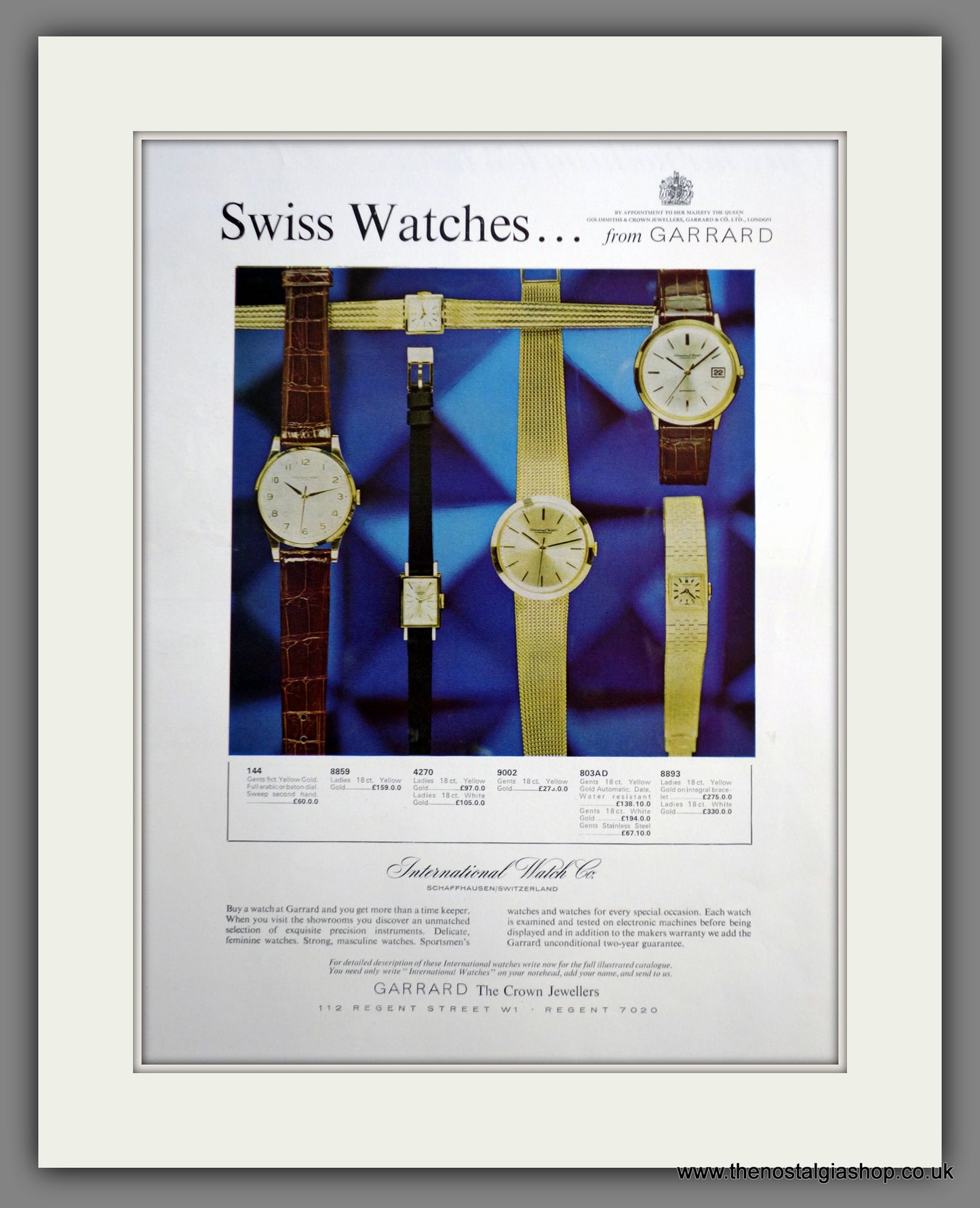 Garrard Swiss Watches. Original Advert 1965 (ref AD301242)