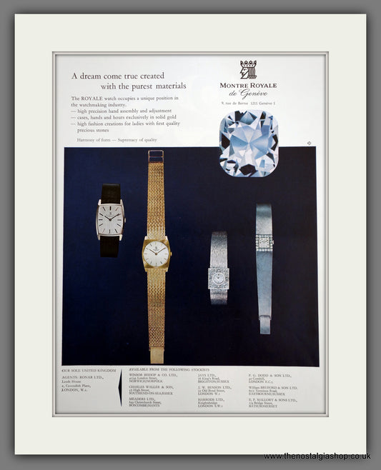 Montre Royal Watches. Original Advert 1967 (ref AD301247)