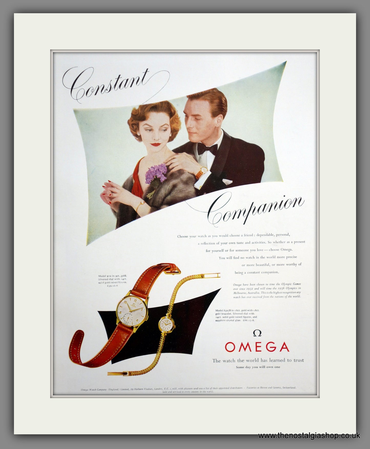 Omega Watches. Original Advert 1955 (ref AD301251)