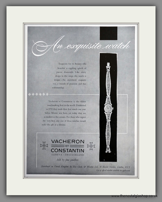 Vacheron ET Constantin Ladies Watches. Original Advert 1956 (ref AD301258)