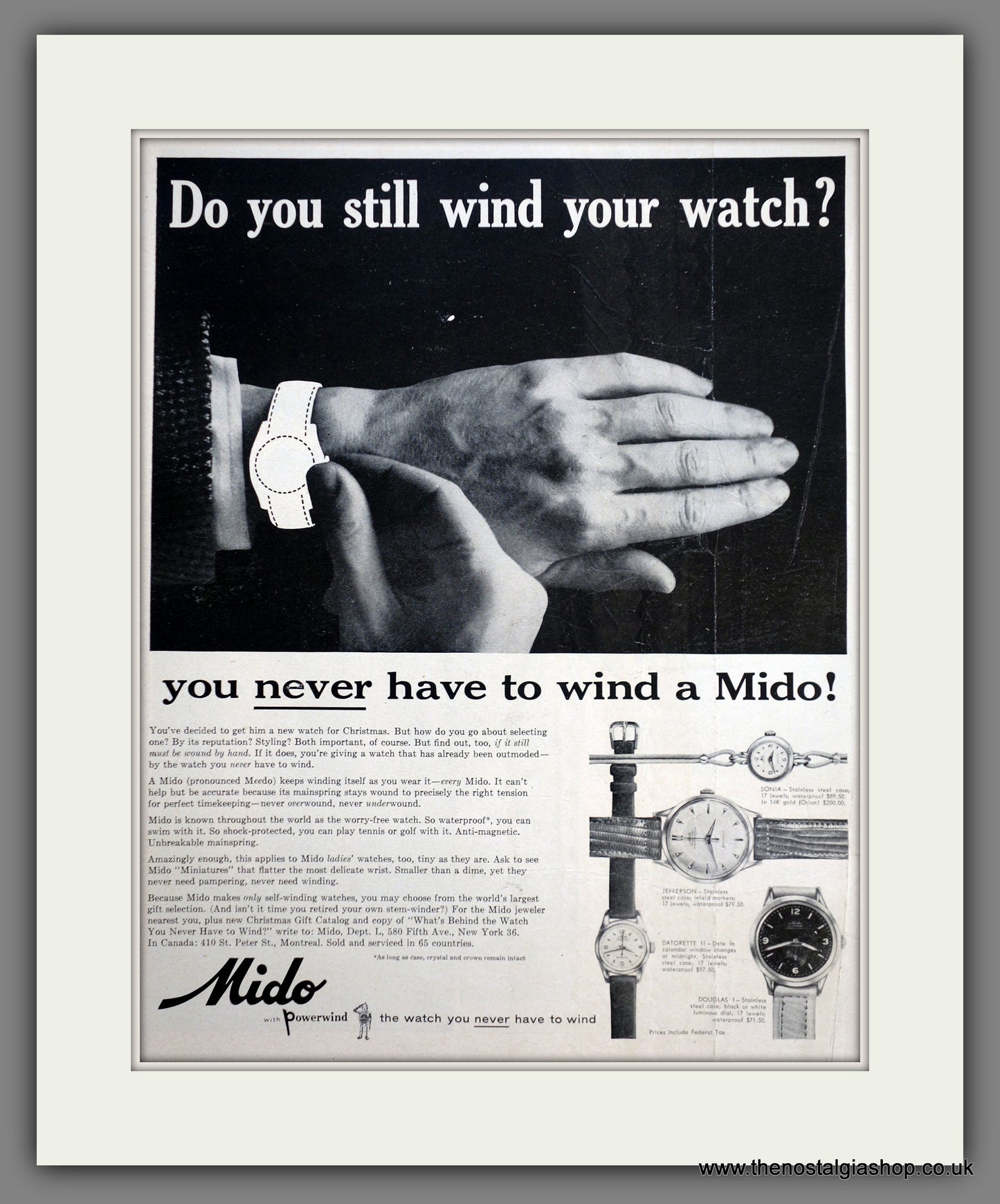 Mido Watches  Original Advert 1957 (ref AD301264)