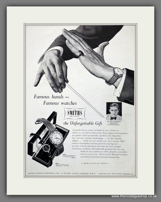 Smiths De Luxe Watches  Original Advert 1957 (ref AD301272)