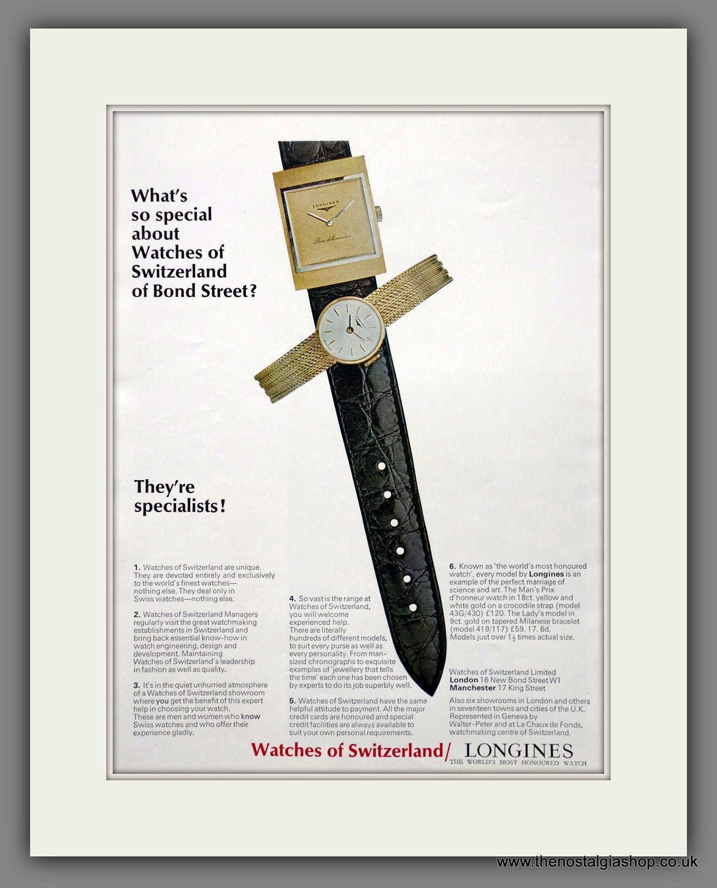 Longines Watches  Original Advert 1966 (ref AD301273)